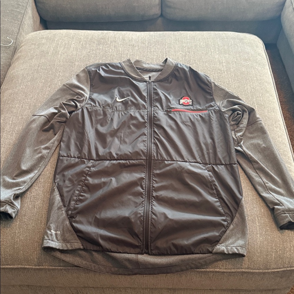 Nike White and Black Full-Zip Ohio State Jacket